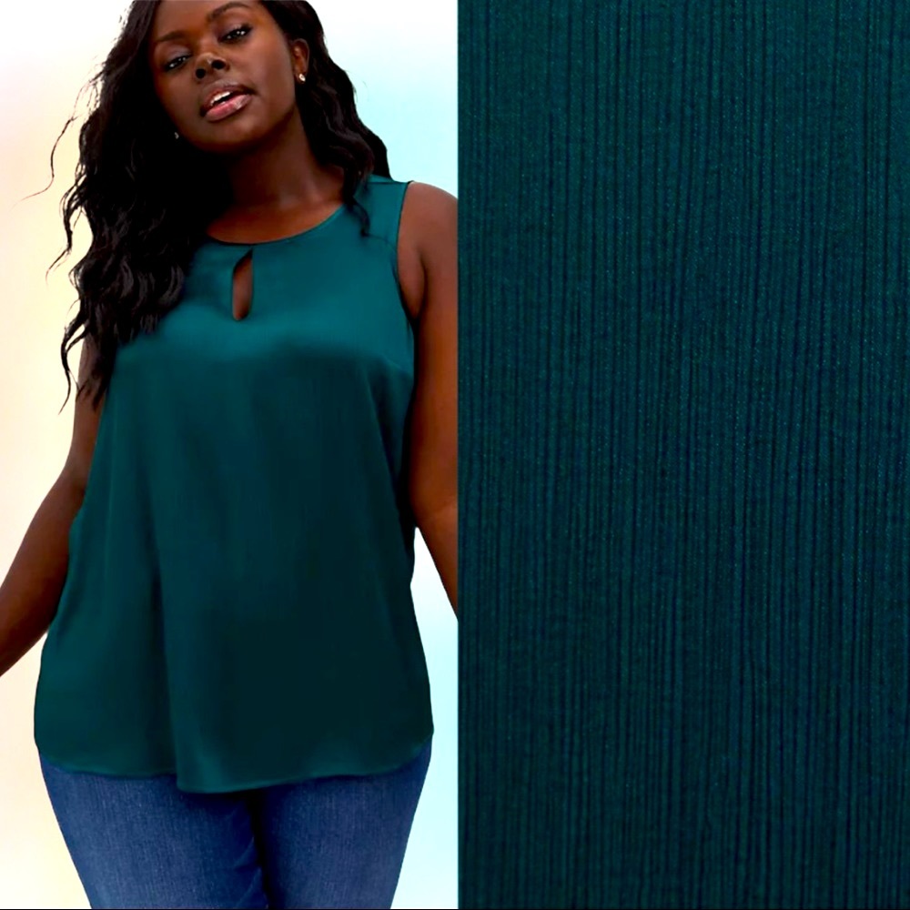 TORRID TEAL SHINE CRINKLED GAUZE KEYHOLESWING TANK
